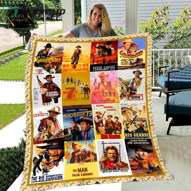 western movies fleece blanket mink sherpa blanket western blanket western cowboy quilt movies poster quilt quilt blanket 20240529073050491