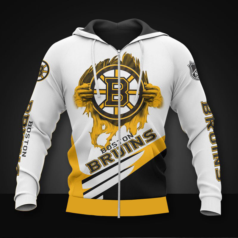 white boston bruins zipper hoodies pullover print 3d nhl 5232 tbfx8