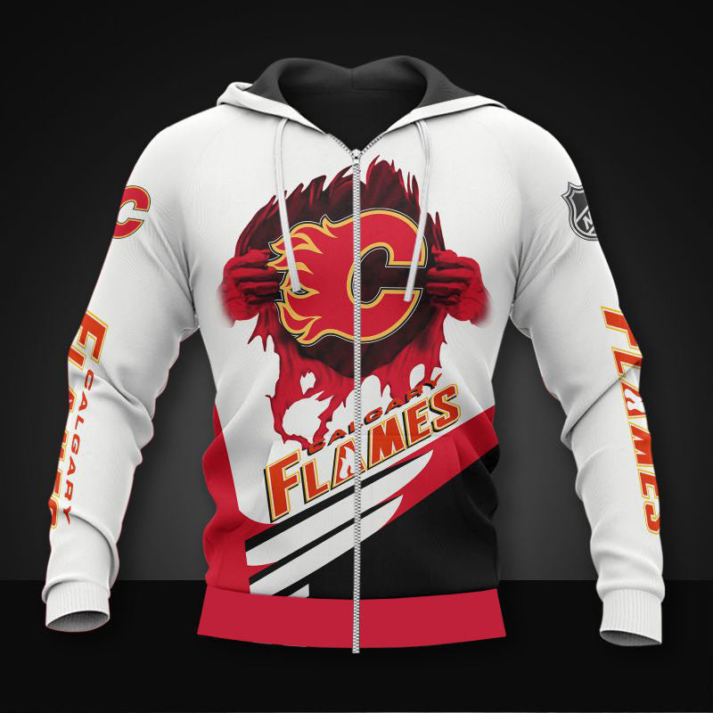 white calgary flames zipper hoodies pullover print 3d nhl 9060 gmjdr