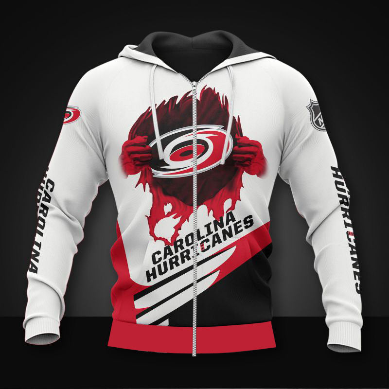 white carolina hurricanes zipper hoodies pullover print 3d nhl 3074 jspdg