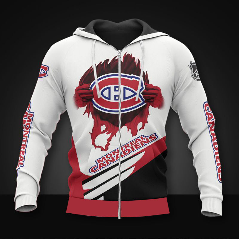 white montreal canadiens zipper hoodies pullover print 3d nhl 6833 jwq6r