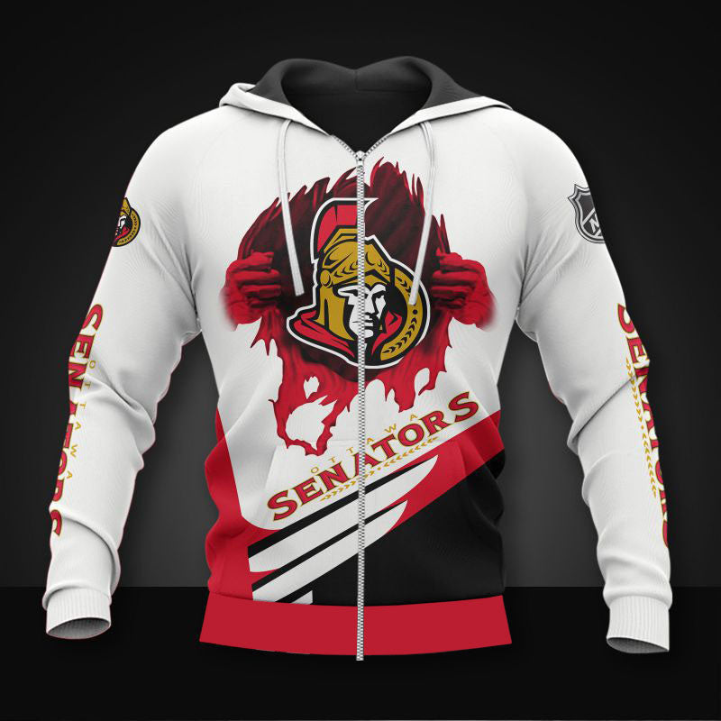 white ottawa senators zipper hoodies pullover print 3d nhl 4076 ngyqz