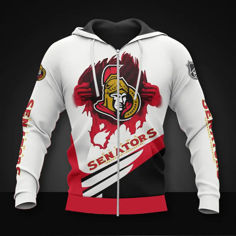 white ottawa senators zipper hoodies pullover print 3d nhl 4076 ngyqz