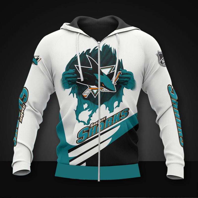 white san jose sharks zipper hoodies pullover print 3d nhl 1528 9u6ch