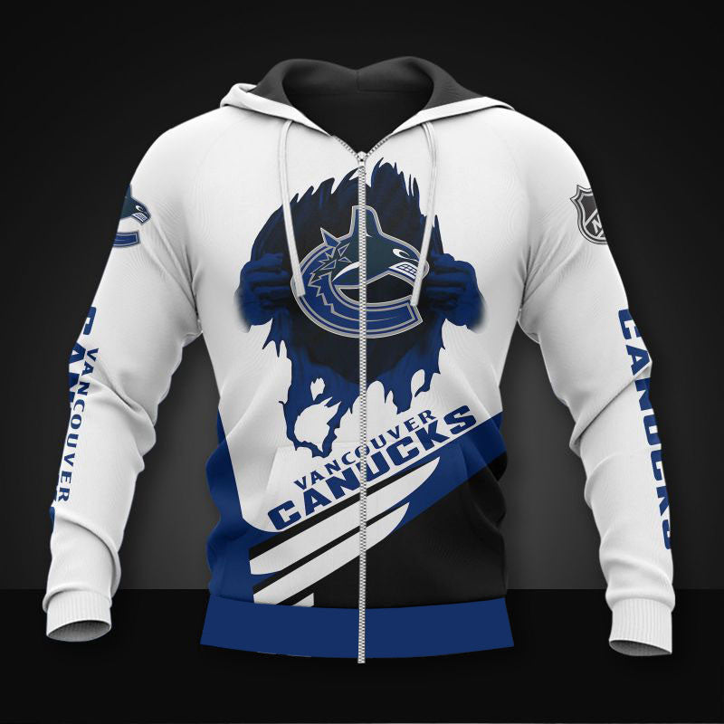 white vancouver canucks zipper hoodies pullover print 3d nhl 9784 n6zjp