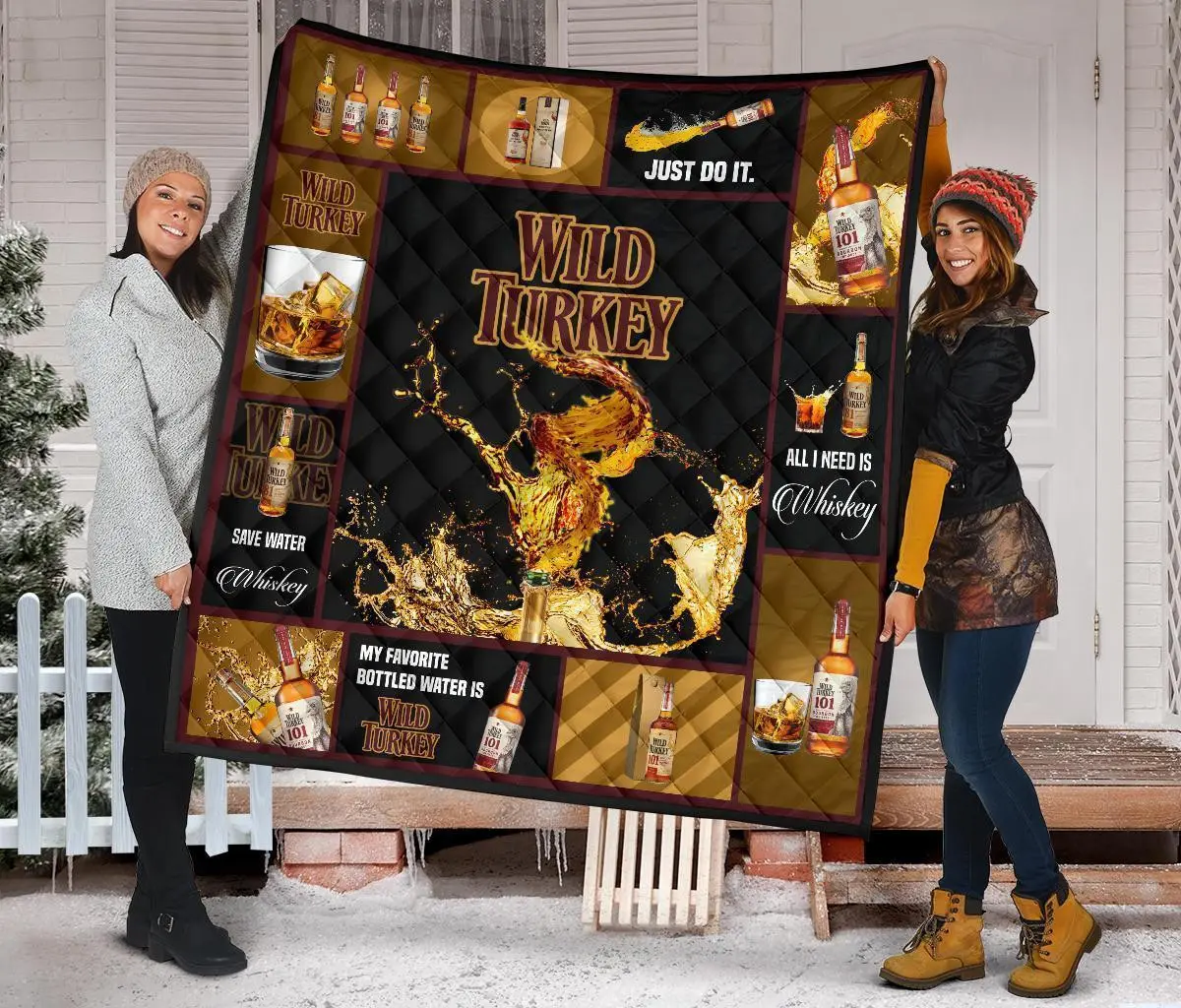 wild turkey quilt blanket all i need is whisky gift idea zeocb
