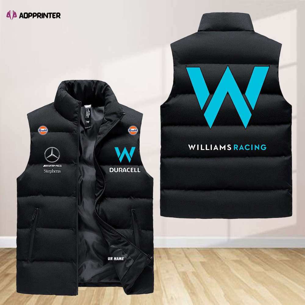 williams racing sleeveless puffer jacket custom for fans gifts