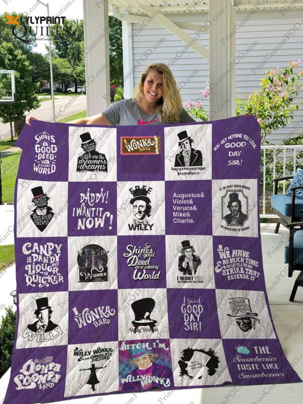 willy wonka and the chocolate factory 3d customized quilt blanket