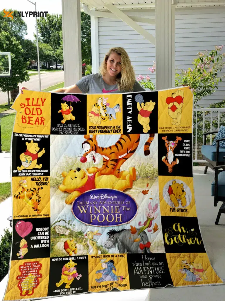 winnie the pooh quilt blanket for fans home decor gift 2g