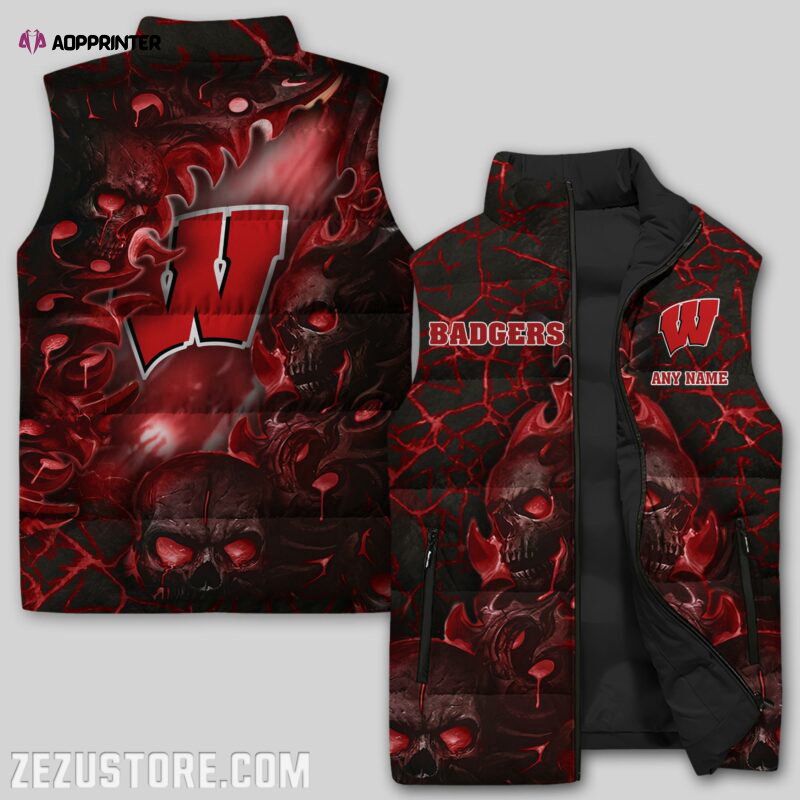 wisconsin badgers ncaa sleeveless puffer jacket custom for fans gifts 6