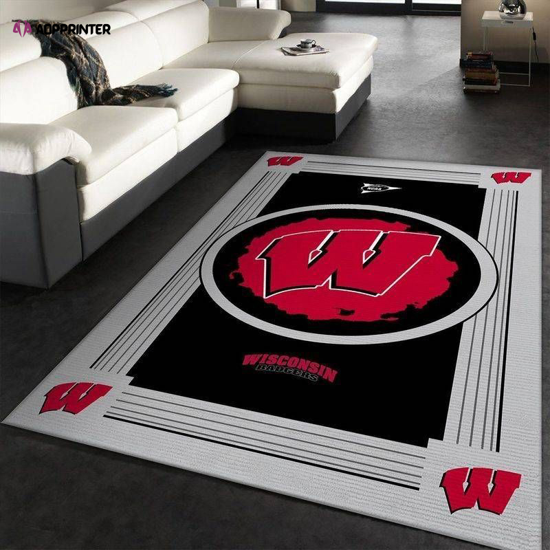 wisconsin badgers rug living room floor decor fan gifts