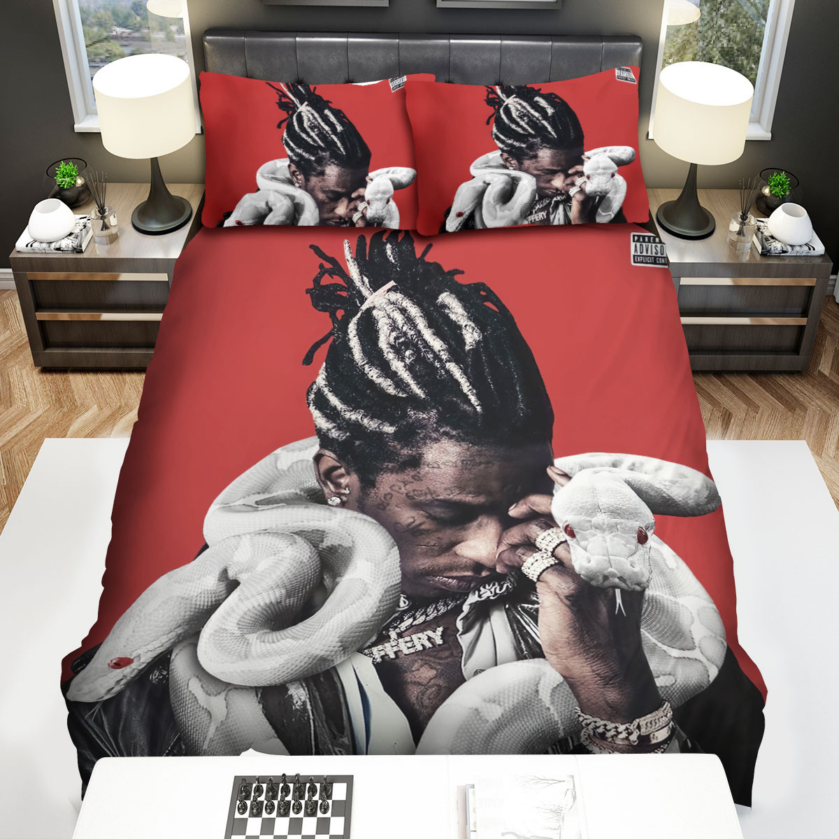 young thug with white snakes bed sheets spread comforter duvet cover bedding sets zhv93