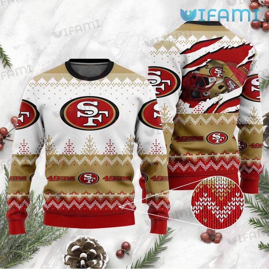 49Ers Ugly Christmas Sweater Back Scratches Football Helmet San ...