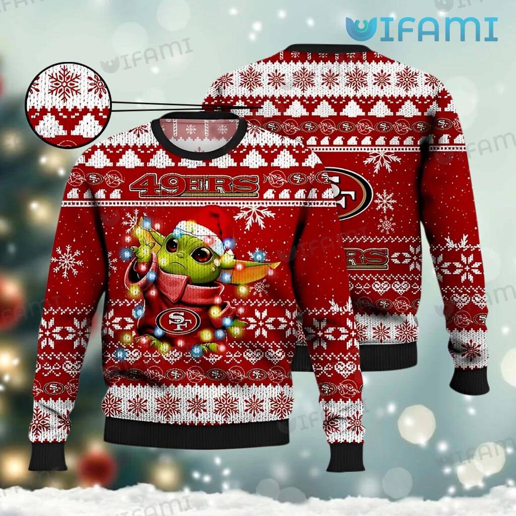 49ers Ugly Sweater Baby Yoda Christmas Lights San Francisco 49ers Gift