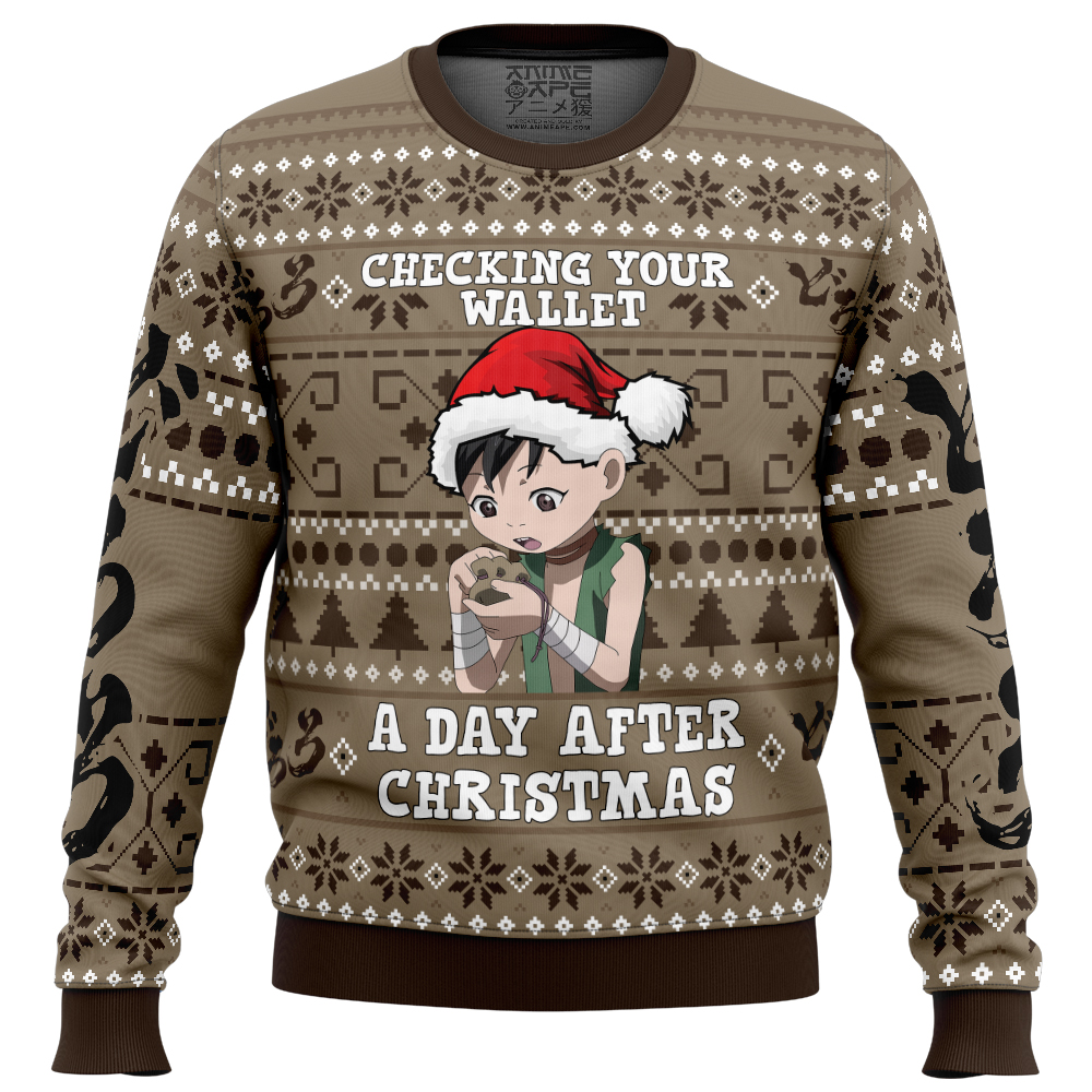 A Day After Christmas Dororo Ugly Christmas Sweaters FRONT mockup