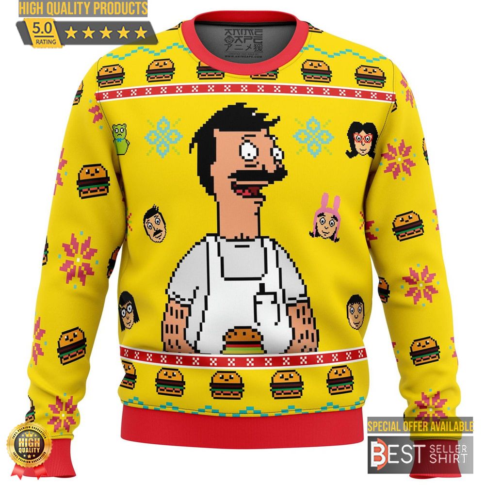 A Juicy Delicious Christmas Bob S Burgers Ugly Christmas Sweater Bob Burgers Xmas Sweater 1