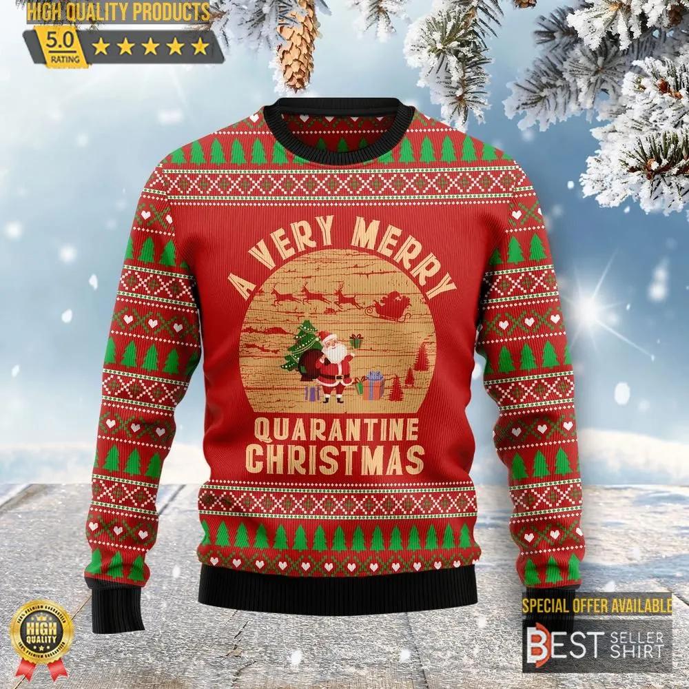 A Very Merry Quarantine Christmas Ugly Christmas Sweater 1