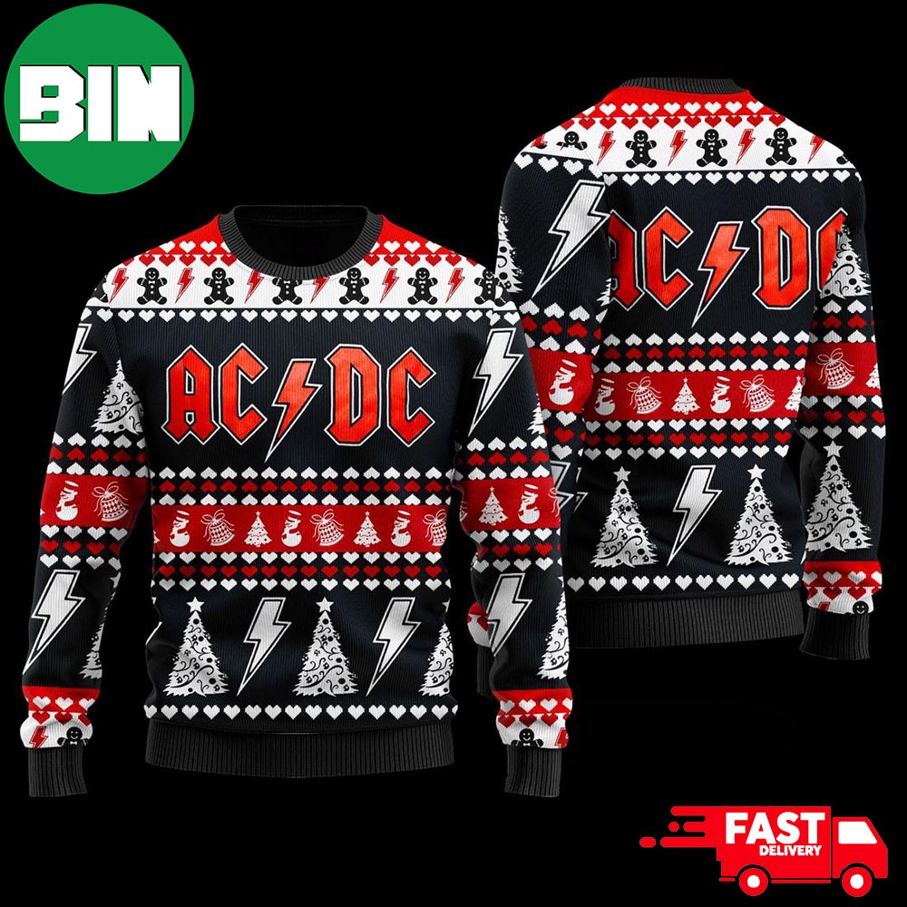 AC DC Snowflake And Pine Tree Pattern Ugly Christmas Sweater 91959343 1