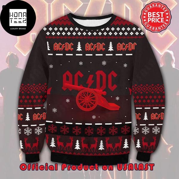 ACDC Band Canon Reindeer Snowflake Reindeer 2023 Ugly Christmas Sweater 54797362 1