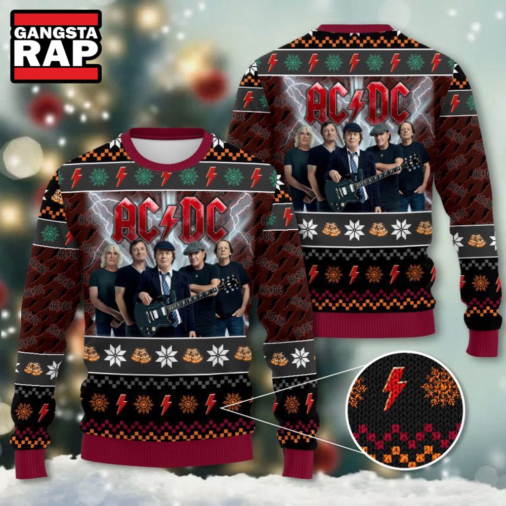 ACDC Band Graphics Design Music Fan Gifts Ugly Christmas Sweater