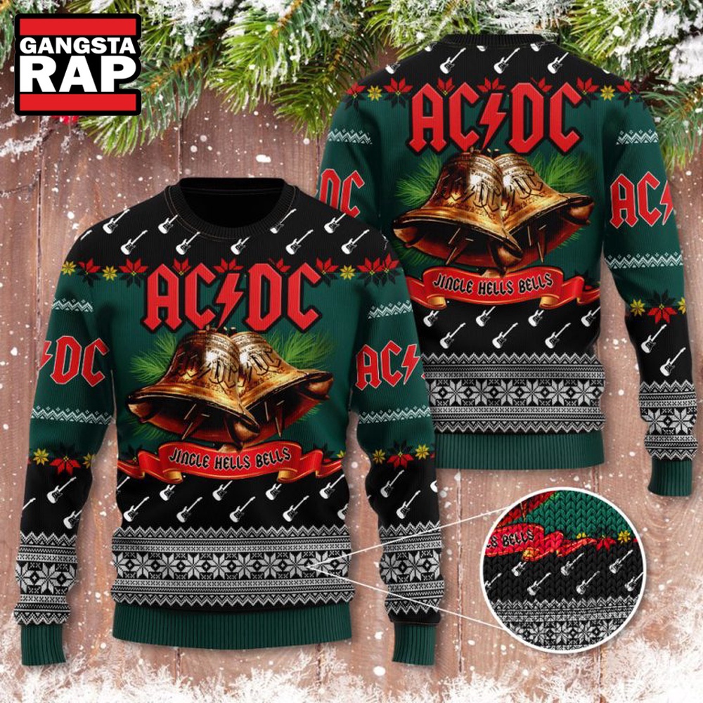 ACDC Band Jincle Hells Bells Ugly Christmas Sweater