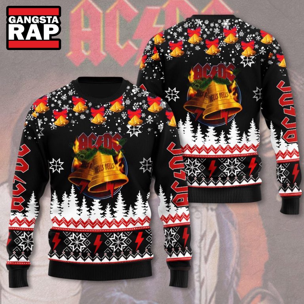 ACDC Band Music Xmas Tree Ugly Christmas Sweater