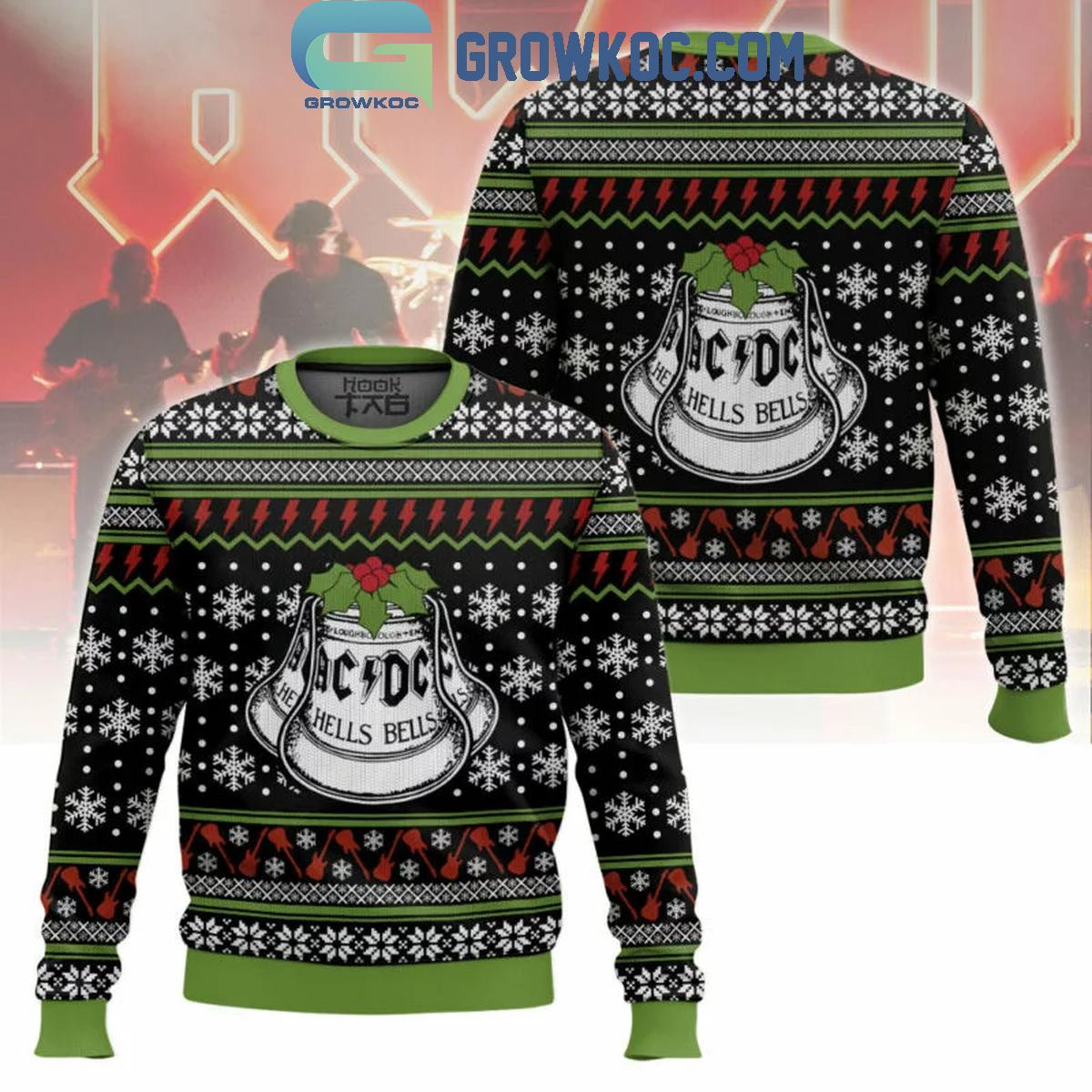 ACDC Hells Bells The Christmas 2024 Ugly Sweater 1 TmFwa