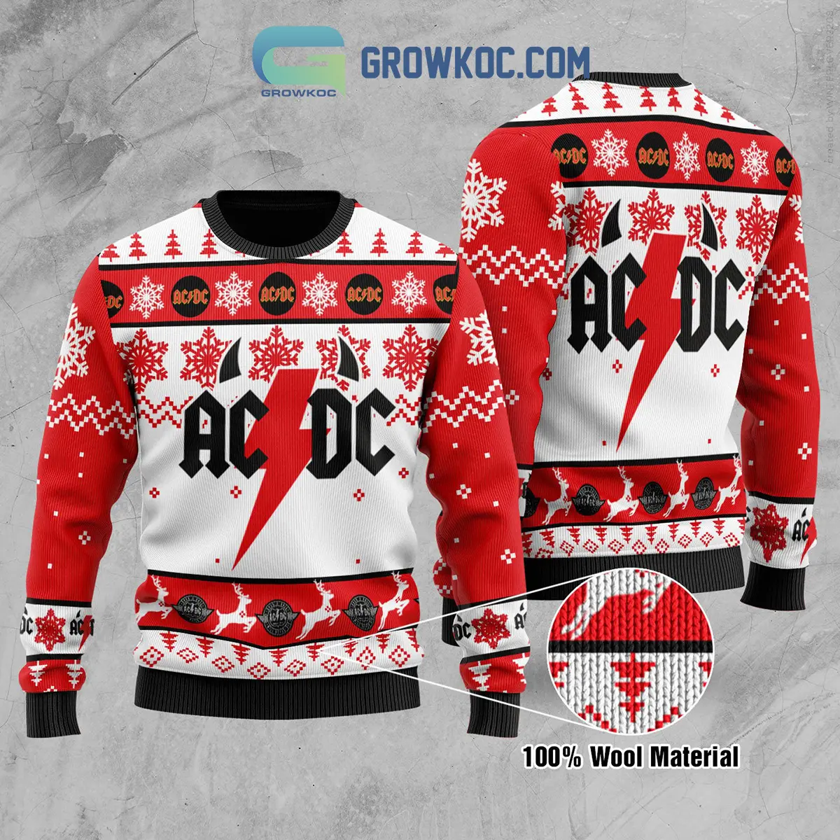 ACDC Snow Merry Christmas Ugly Sweater2B1 xGqek