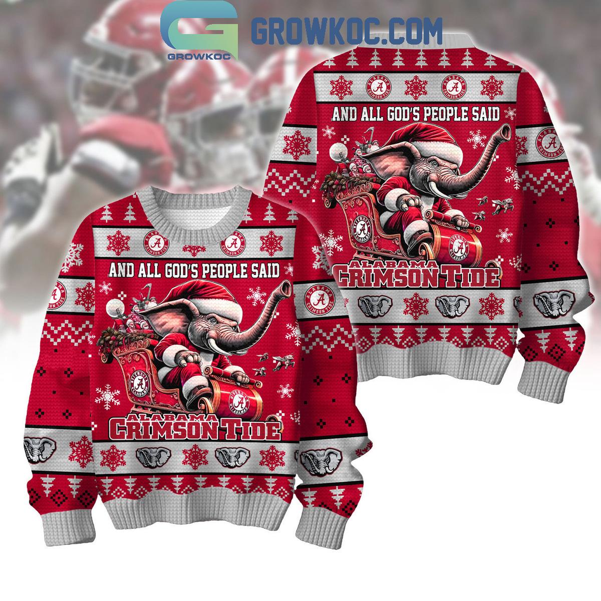 Alabama Crimson Tide And All Gods People Said Crimson Tide Christmas Ugly Sweater 1 GgfXV