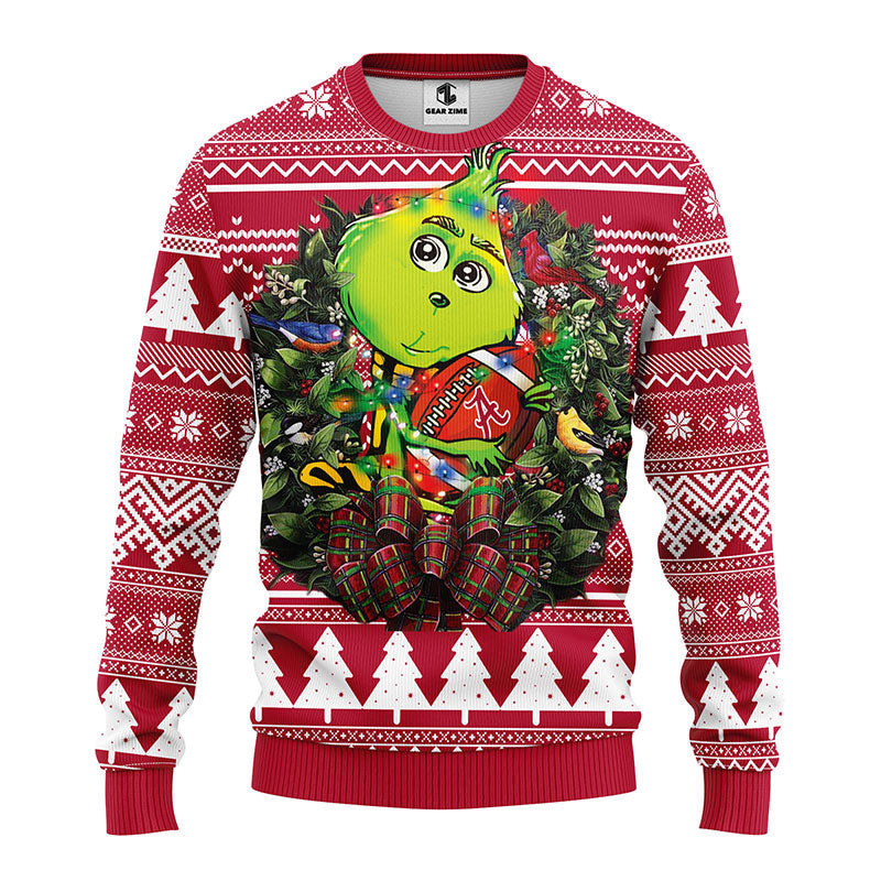 Alabama Crimson Tide Grinch Hug Ugly Christmas Sweater 1