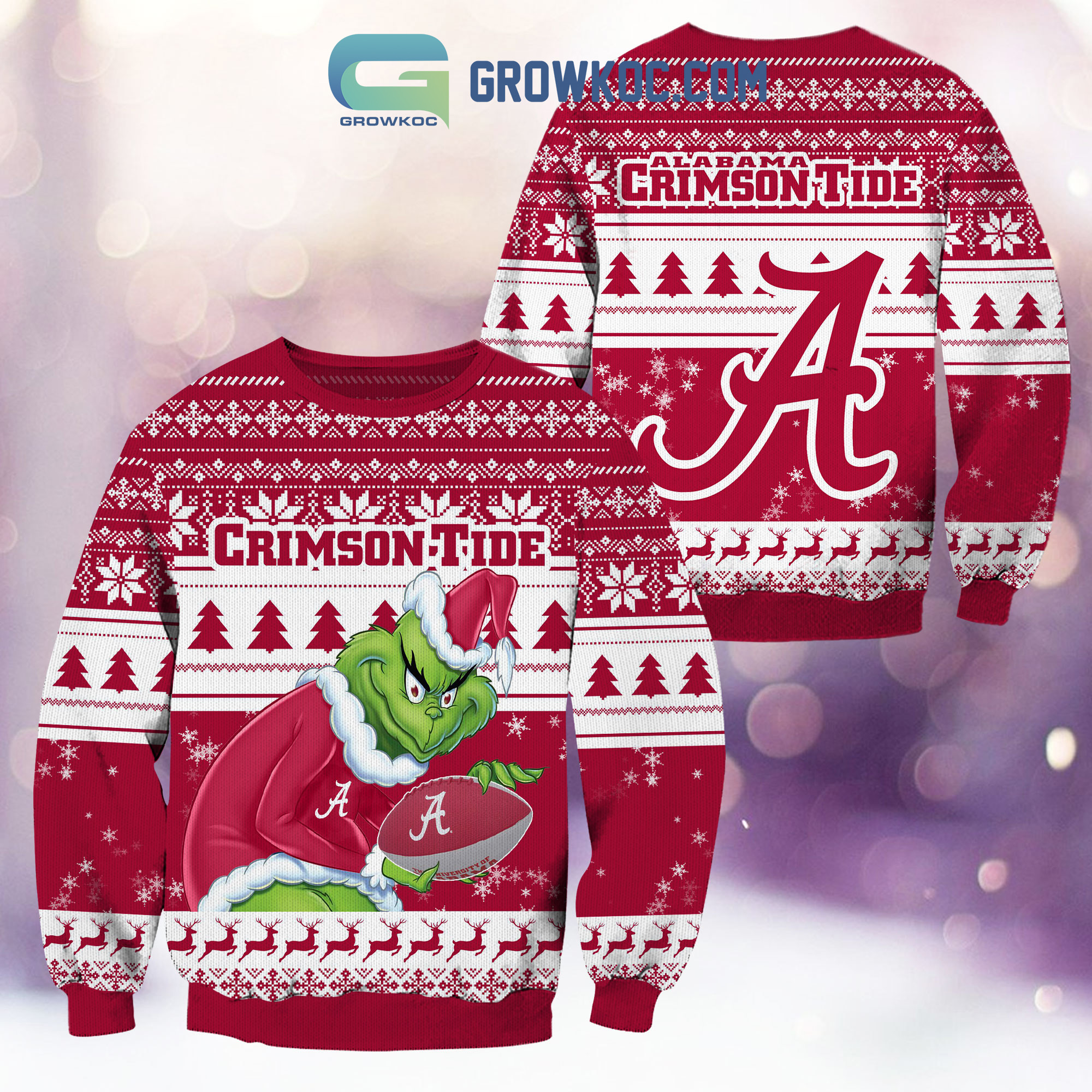 Alabama Crimson Tide Grinch NCAA Christmas Ugly Sweater2B1 agAFO