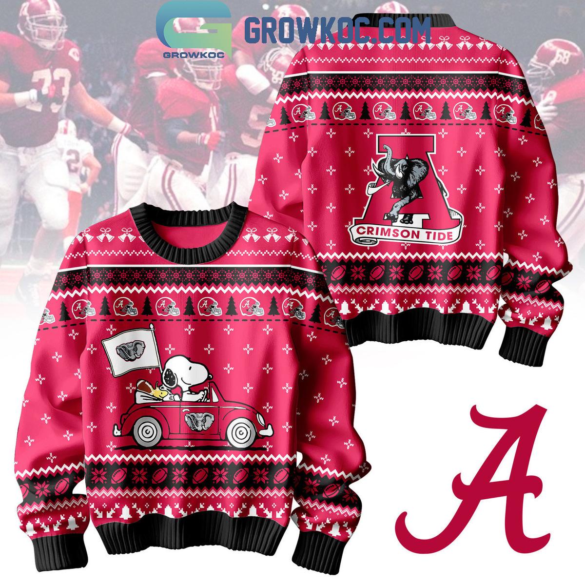 Alabama Crimson Tide Snoopy Peanuts 75th Anniversary 1950 2025 Ugly Sweater 1 m4cyj