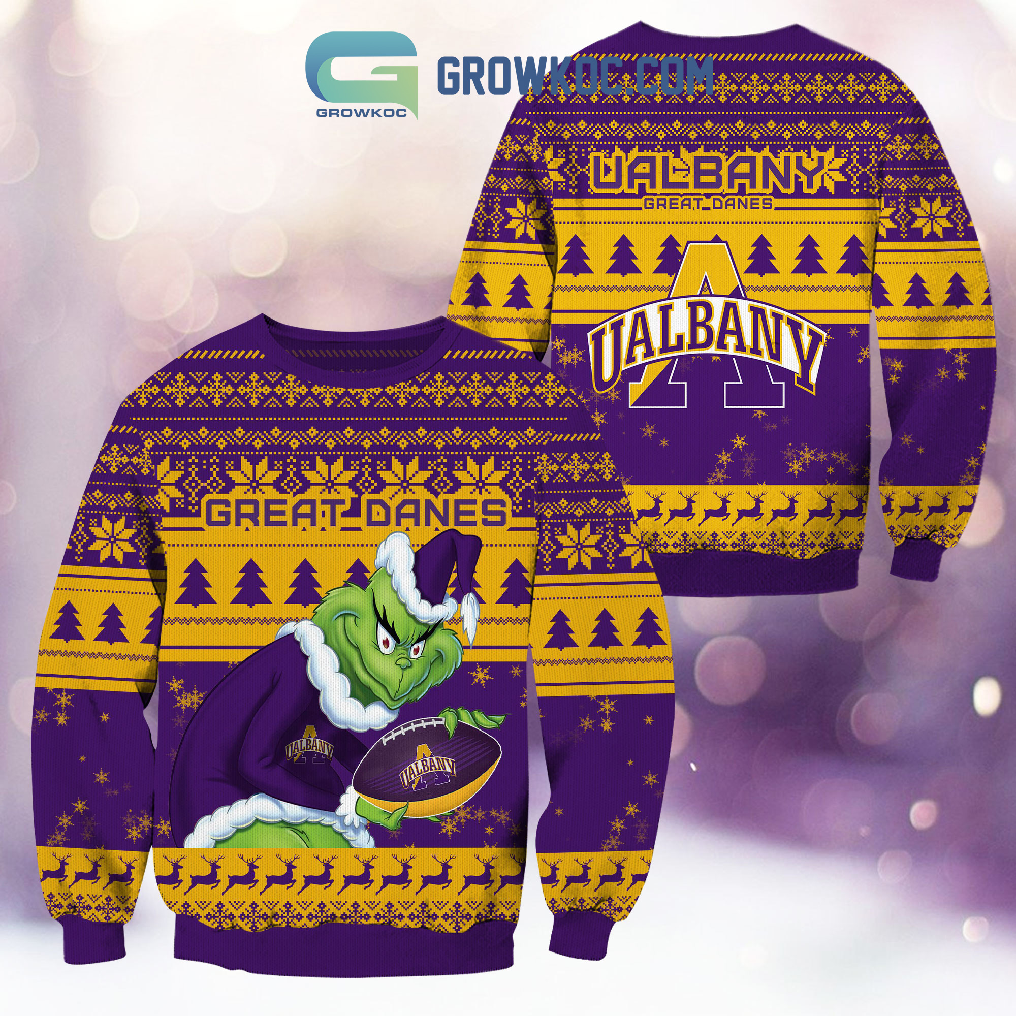 Albany Great Danes Grinch NCAA Christmas Ugly Sweater2B1 eaVLz