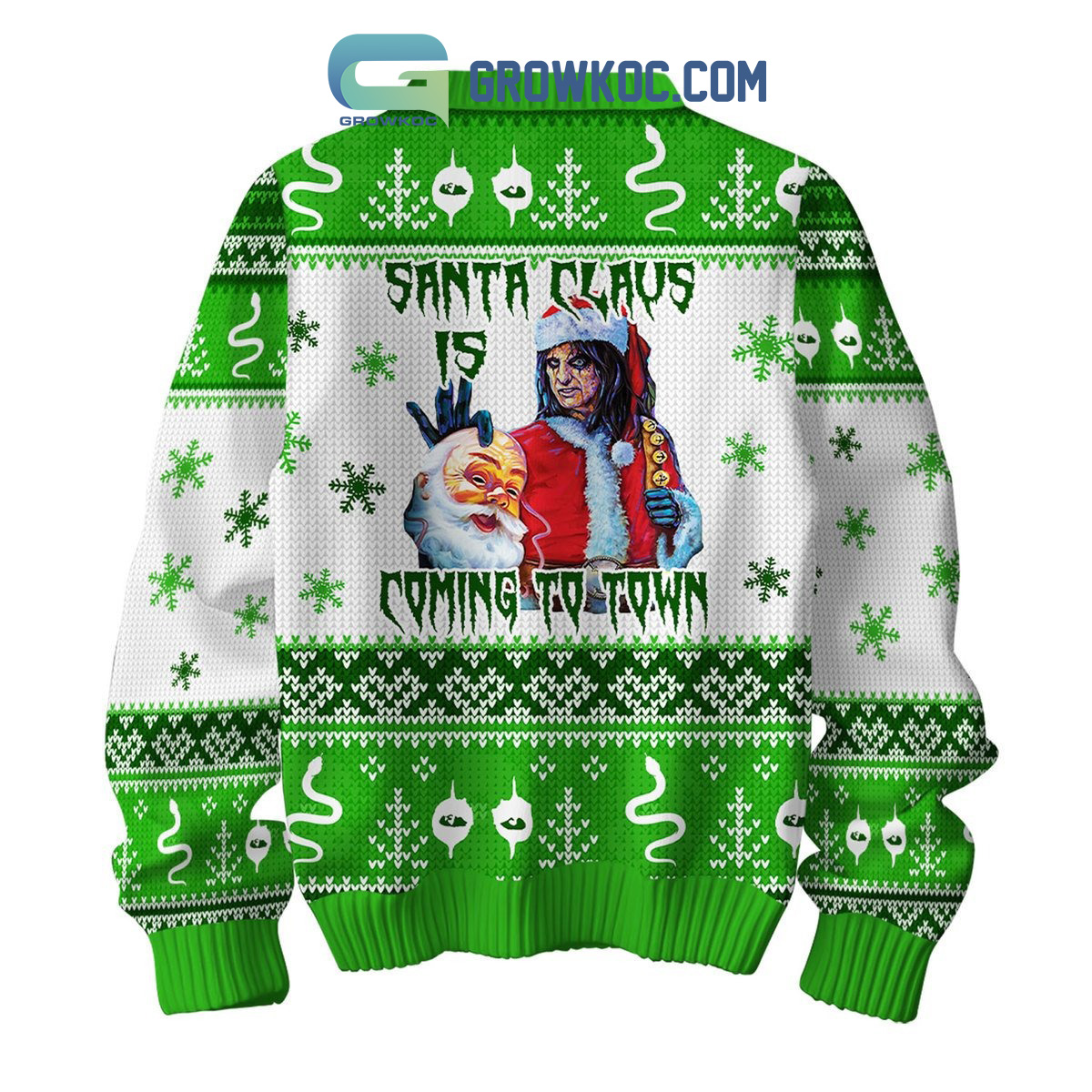 Alice Cooper Santa Claus Is Coming To Town Christmas Ugly Sweater2B1 qSIwl