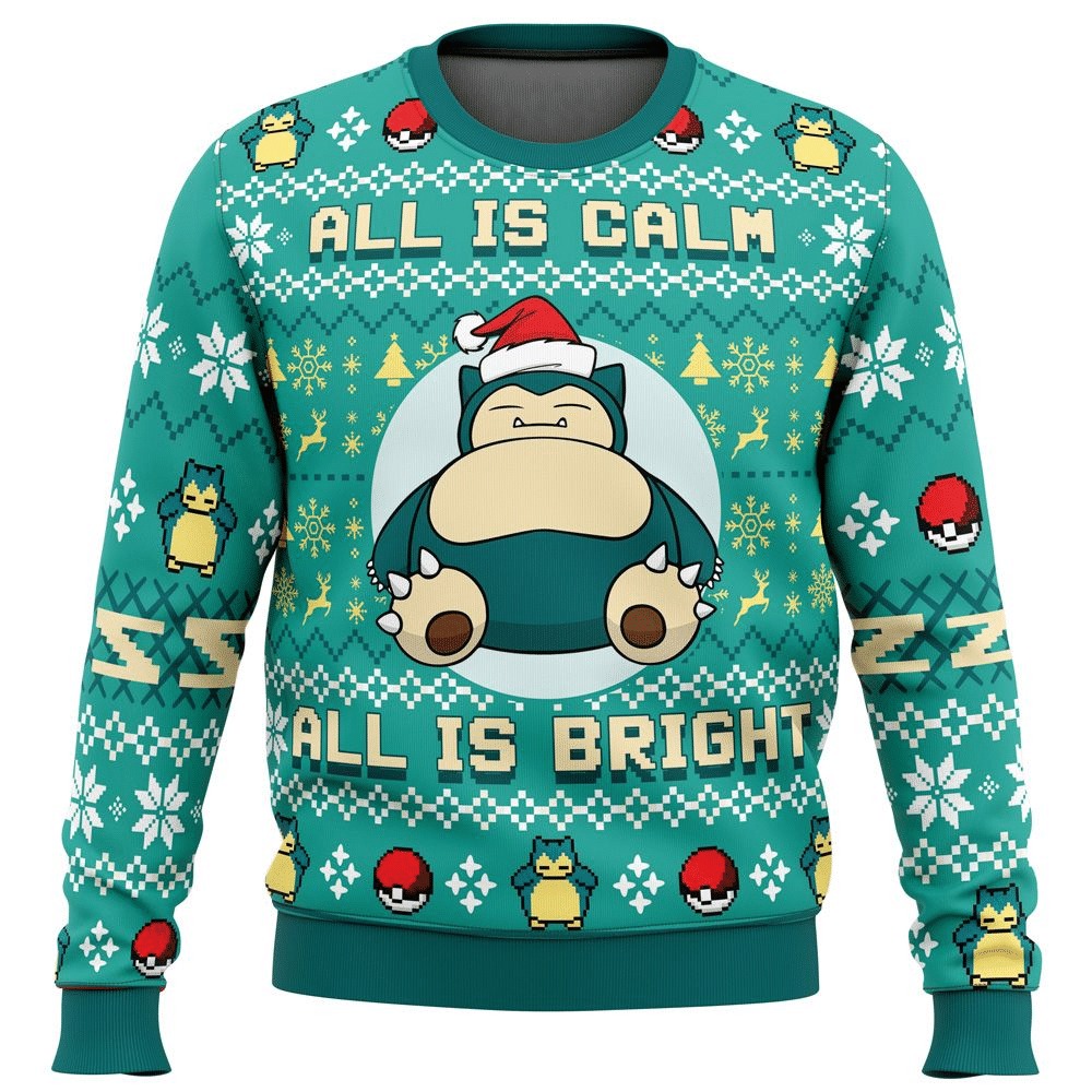 All Is Calm All Bright Snorlax Pokemon Christmas Sweater 1