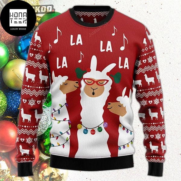 Alpaca Sing Togerther Lalalala 2023 Ugly Christmas Sweater 11325093 1