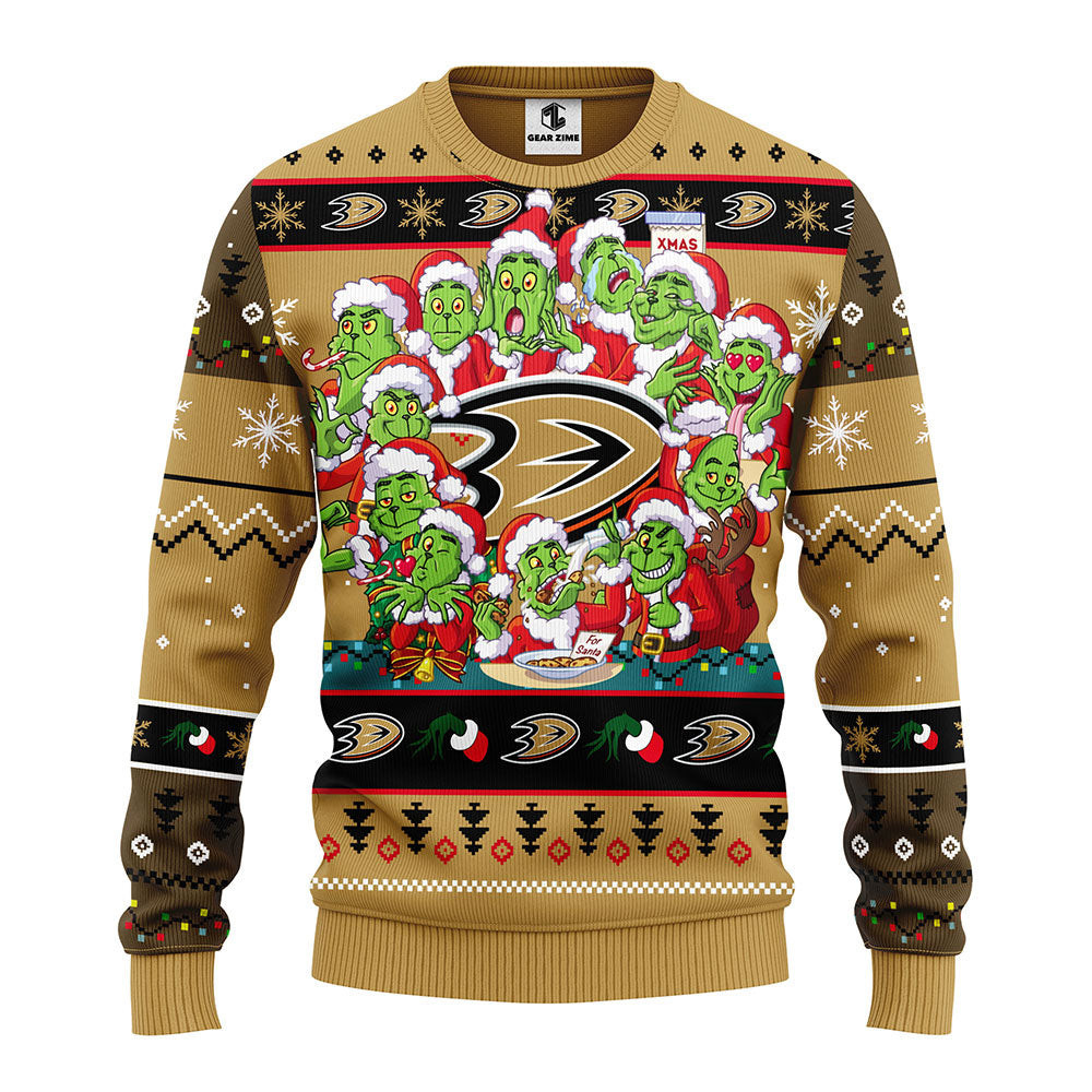 Anaheim Ducks 12 Grinch Xmas Day Ugly Christmas Sweater 1