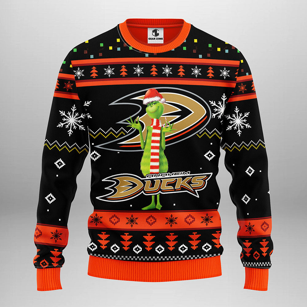 Anaheim Ducks Funny Grinch Ugly Christmas Sweater 1