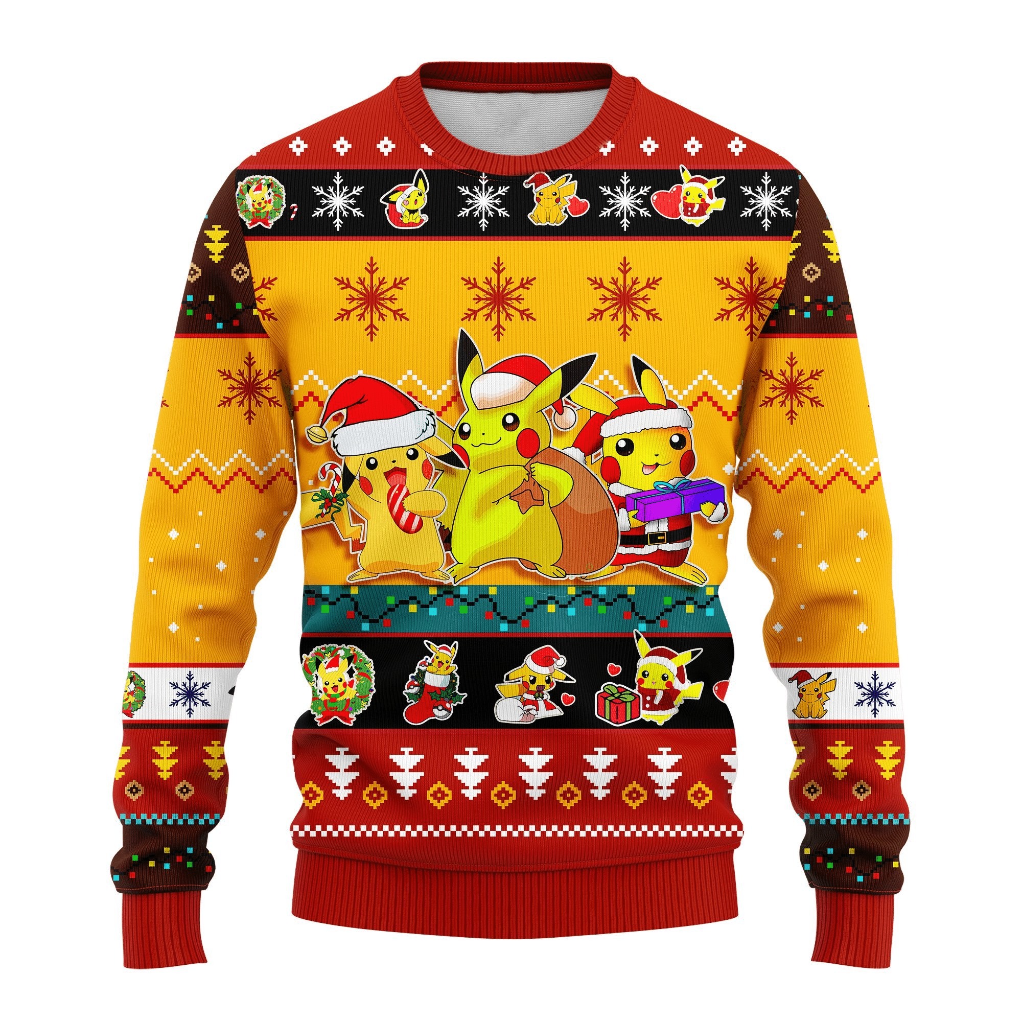 Anime 3 Pikachu Christmas Gifts Pokemon Xmas Sweater 1