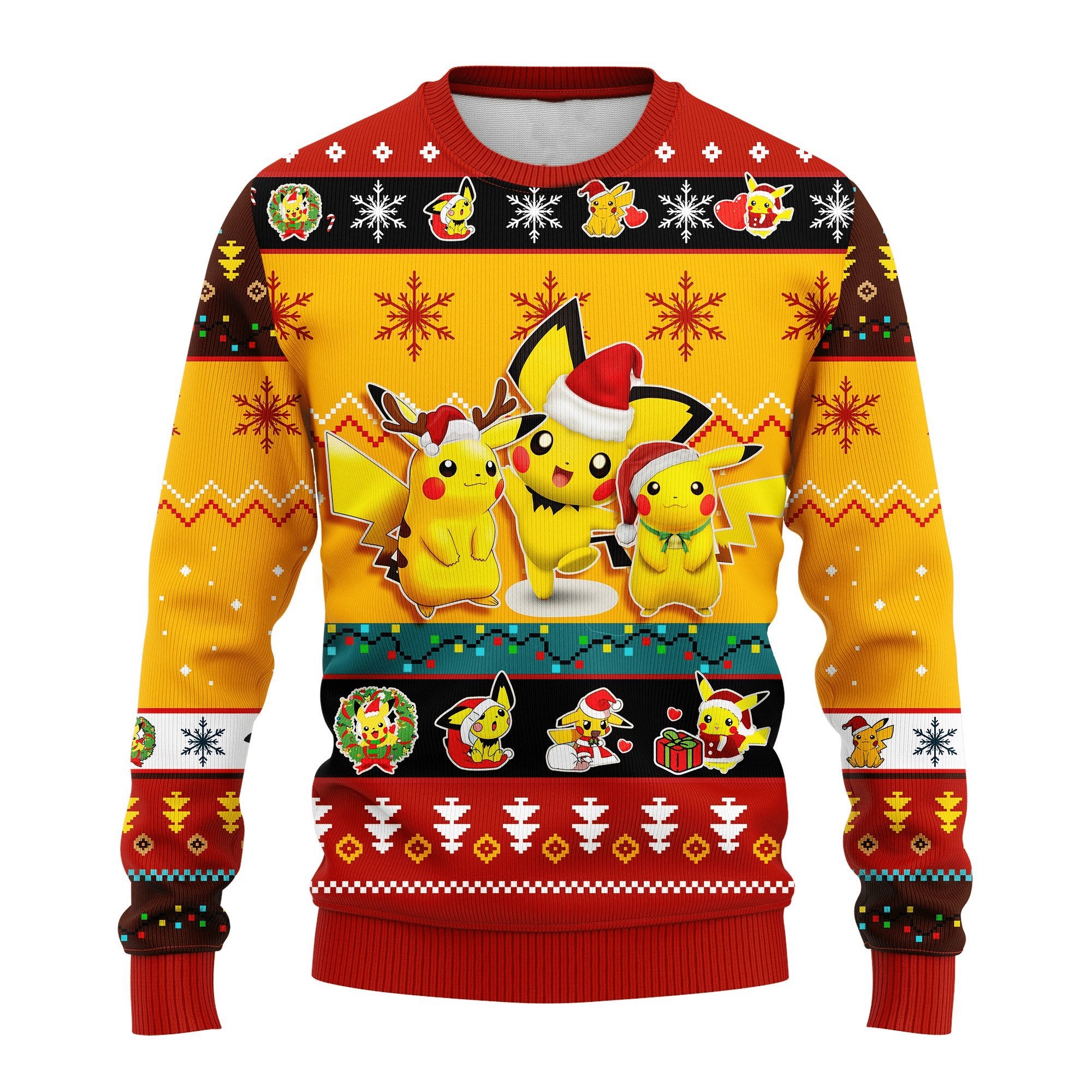 Anime 3 Pikachu Merry Xmas Pokemon Christmas Sweater 1