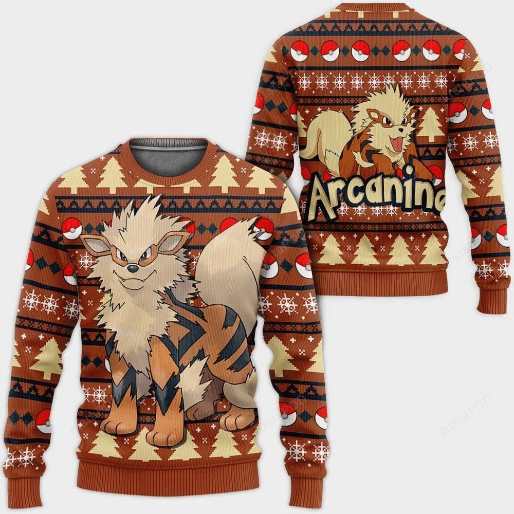 Anime Arcanine Pokemon Christmas Sweater 1