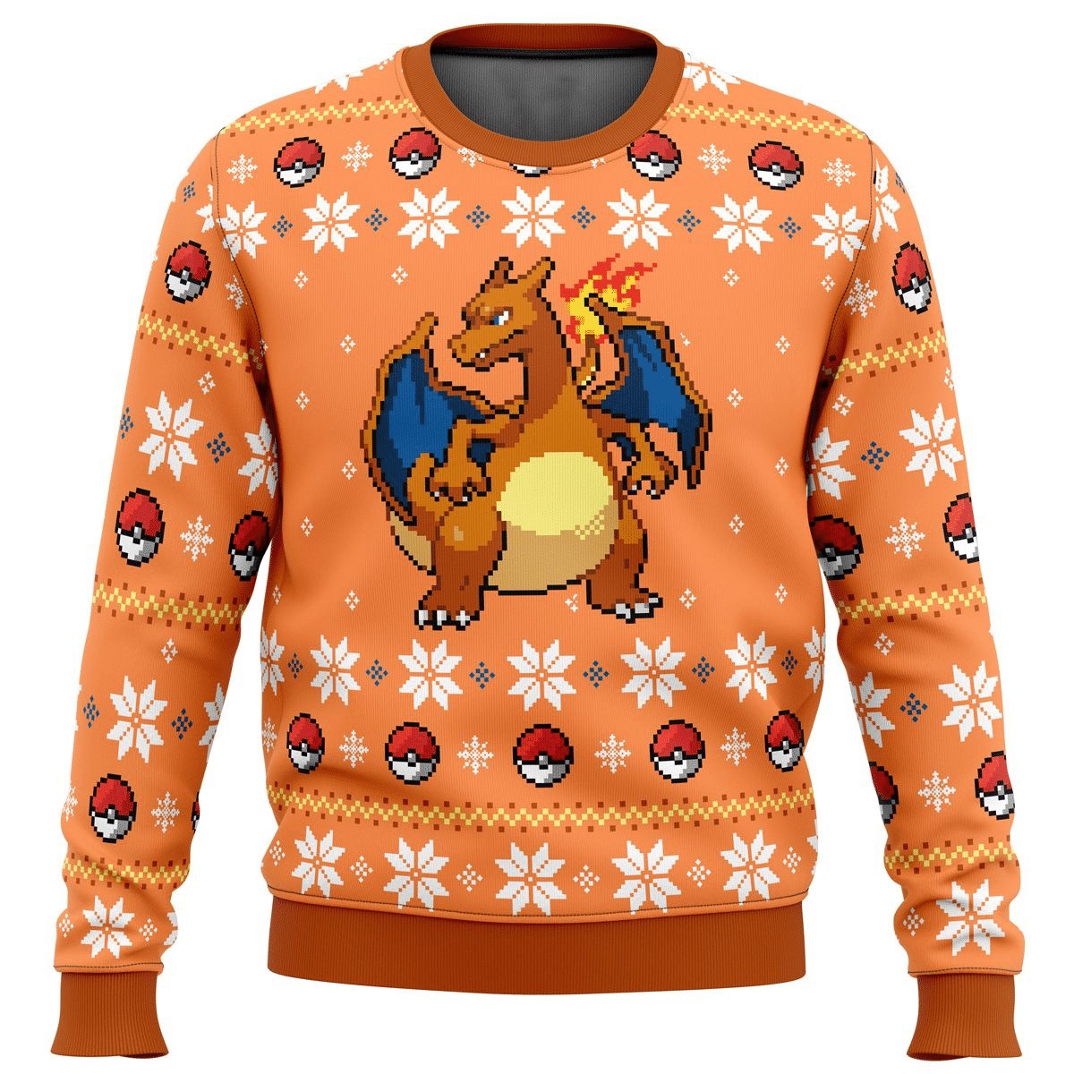 Anime Blaze Charizard Orange Pokemon Christmas Sweater 1