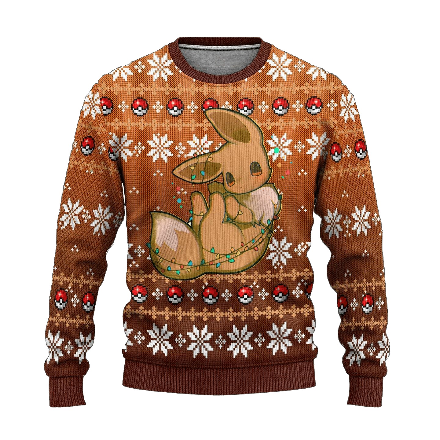 Anime Eevee Xmas Lights Pokemon Ugly Sweater 1