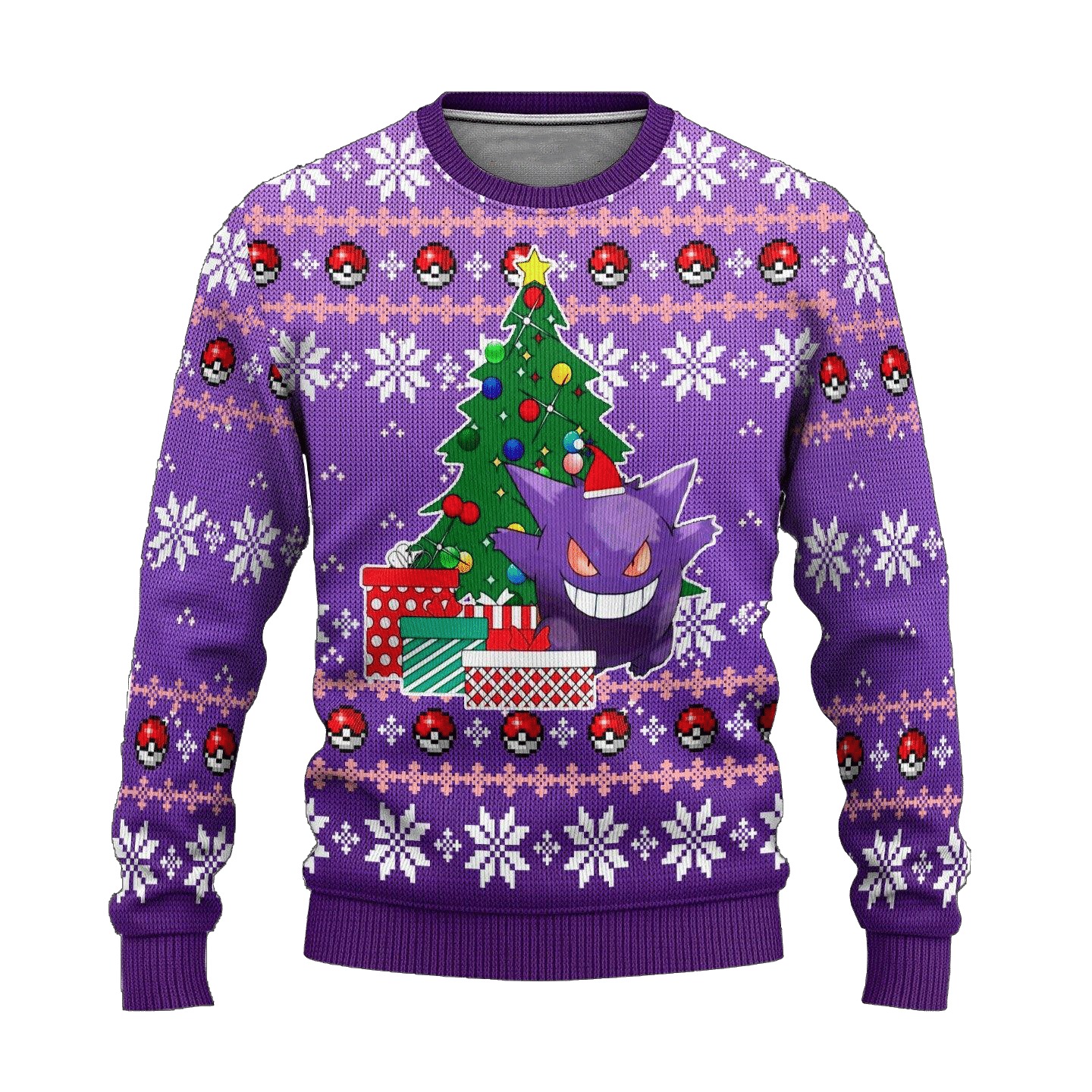 Anime Gengar Xmas Tree Pokemon Ugly Sweater 1