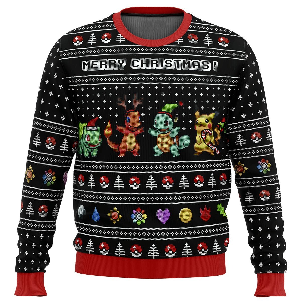 Anime Kanto Starters Pokemon Christmas Sweater 1