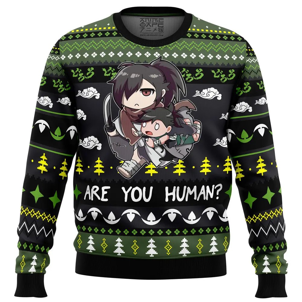 Are You Human Dororo Ugly Christmas Sweater FRONT mockup