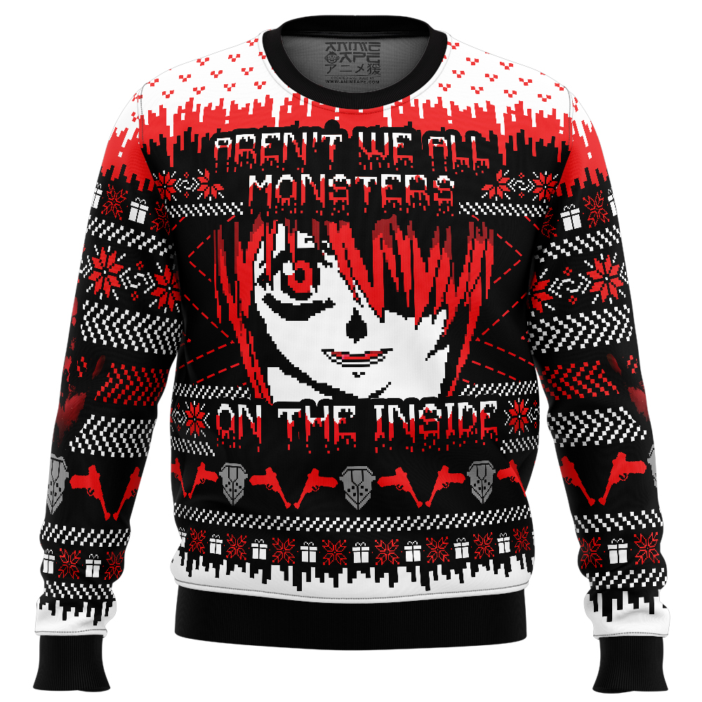 Arent We All Monster On The Inside Elfen Lied Ugly Christmas Sweater FRONT mockup