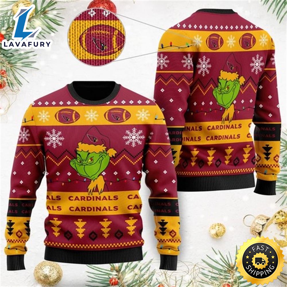 Arizona Cardinals American NFL Football Team Logo Cute Grinch Christmas Ugly Sweater xhtitk