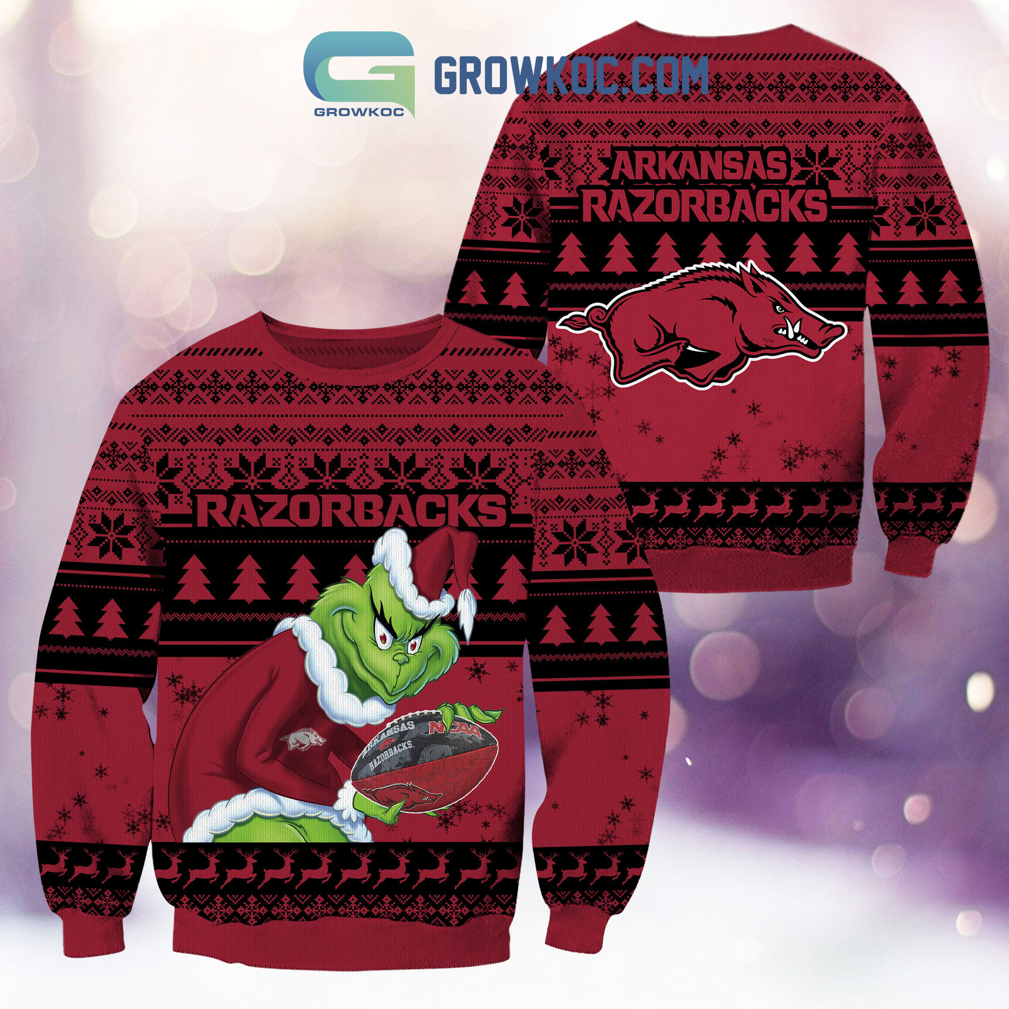 Arkansas Razorbacks Grinch NCAA Christmas Ugly Sweater2B1 1771W