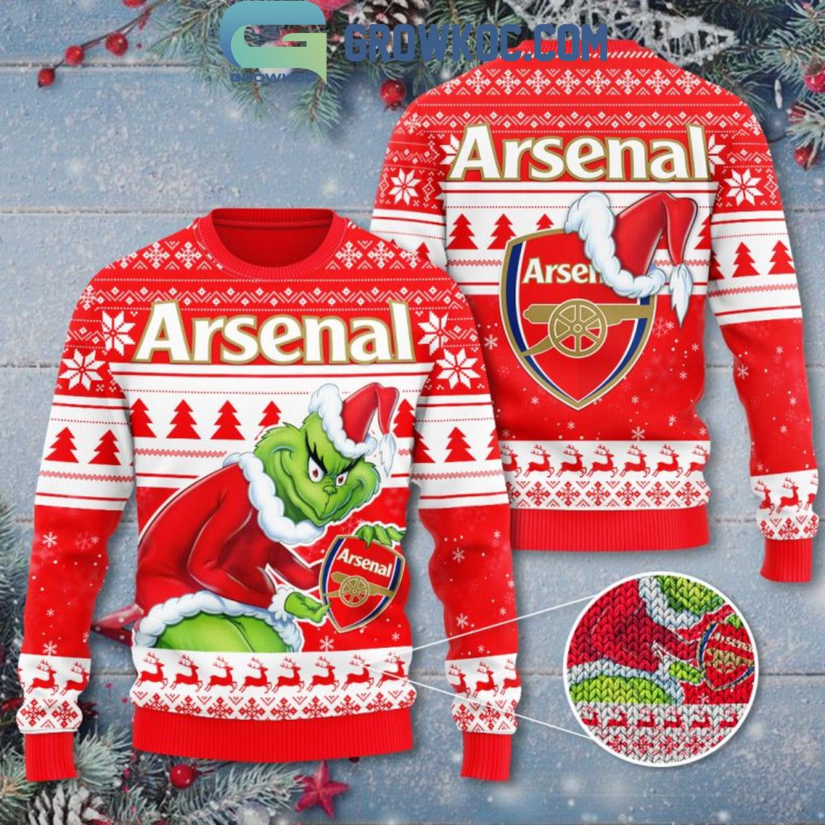 Arsenal Gunner Grinch Who Steals Christmas 2024 Ugly Sweater 1 iYz3o